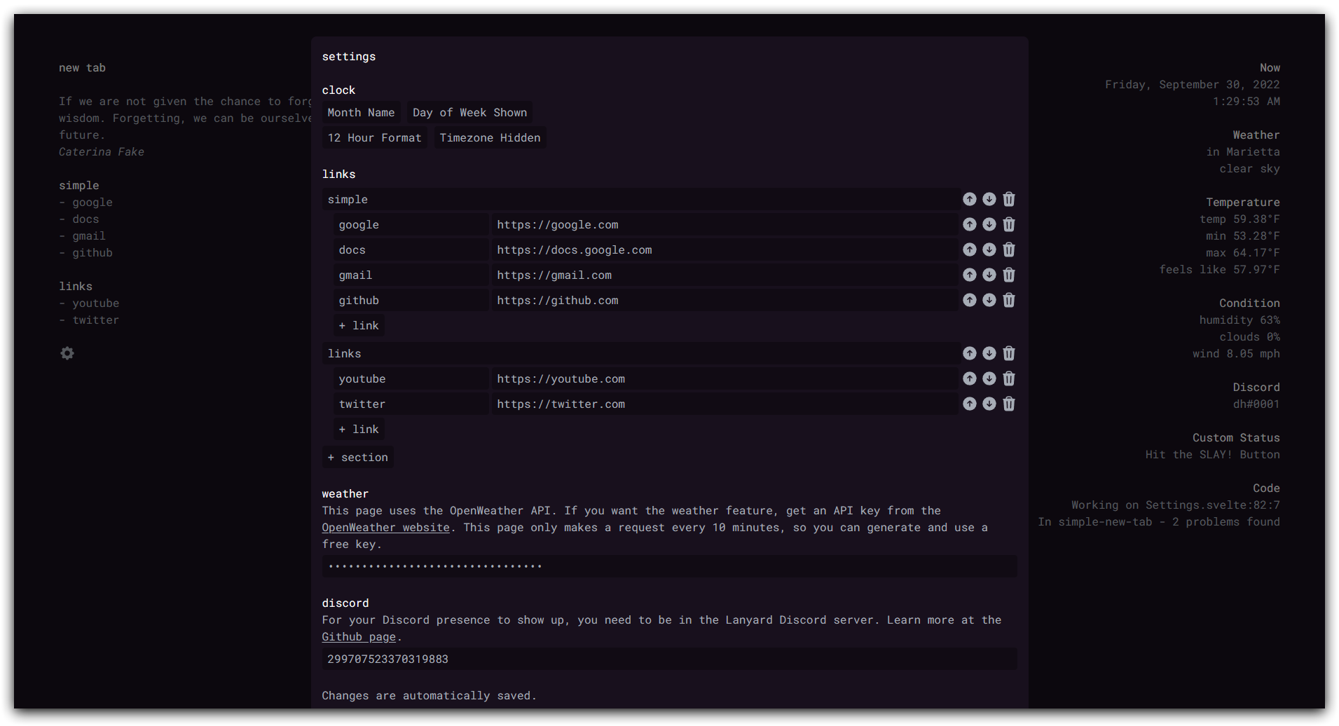 GitHub - cubedhuang/simple-new-tab: A minimalistic, configurable new ...
